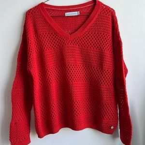 PEAK PERFORMANCE -OPEN KNIT LIGHTWEIGHT COTTON SWEATER SMALL